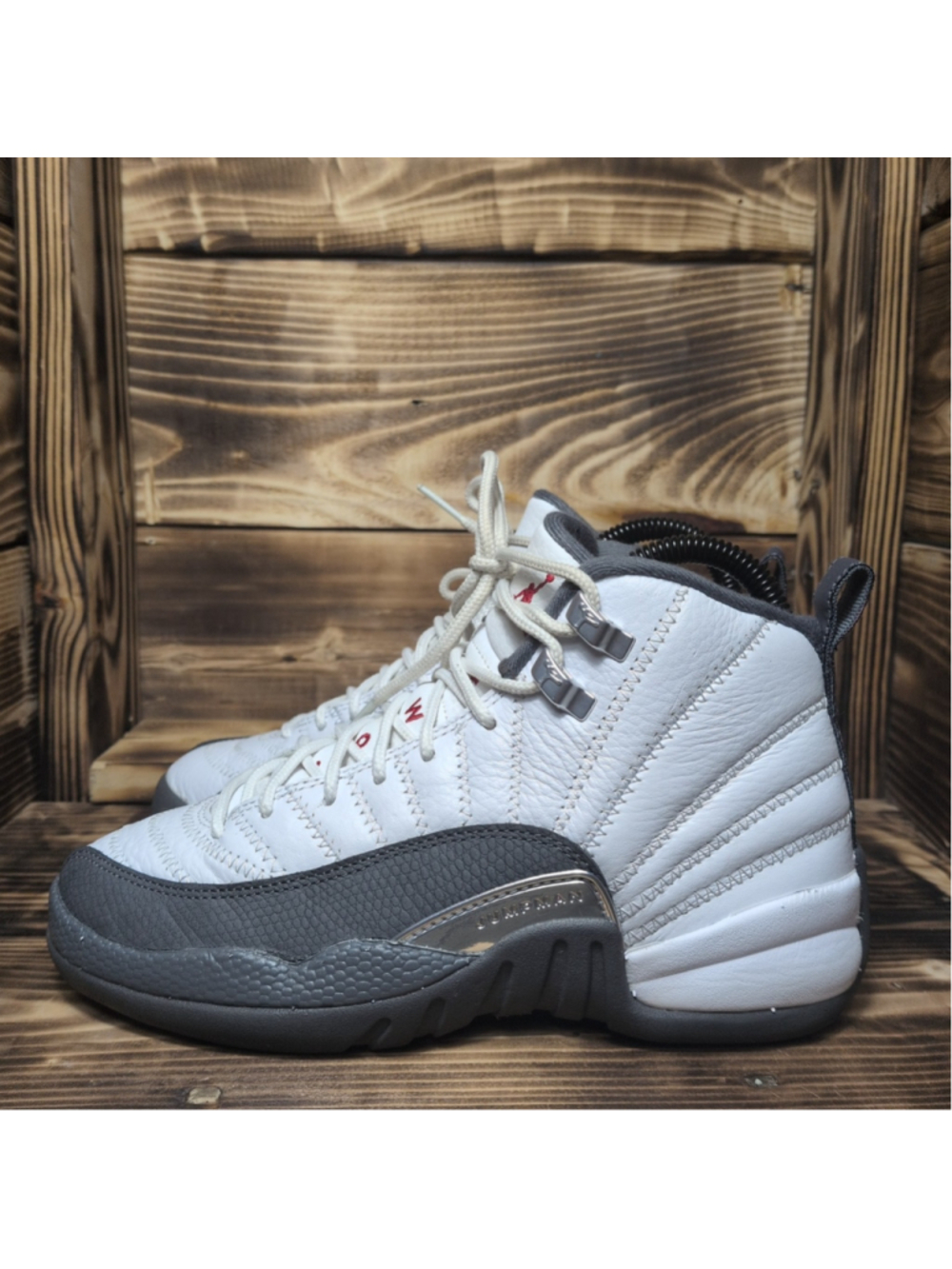 Nike Air Jordan 12 Retro Dark Grey White GS 153265-160 Size 3.5Y Sneakers Shoes